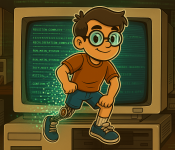 A knock-kneed, old geek